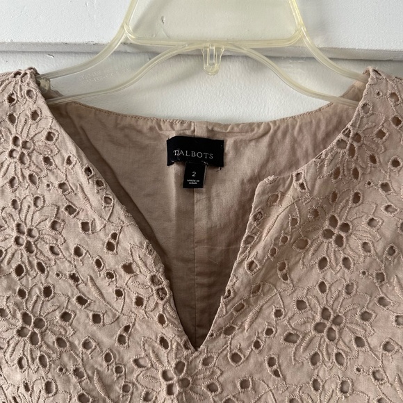 Talbots Tan Eyelet Sleeveless Blouse - Picture 3 of 5